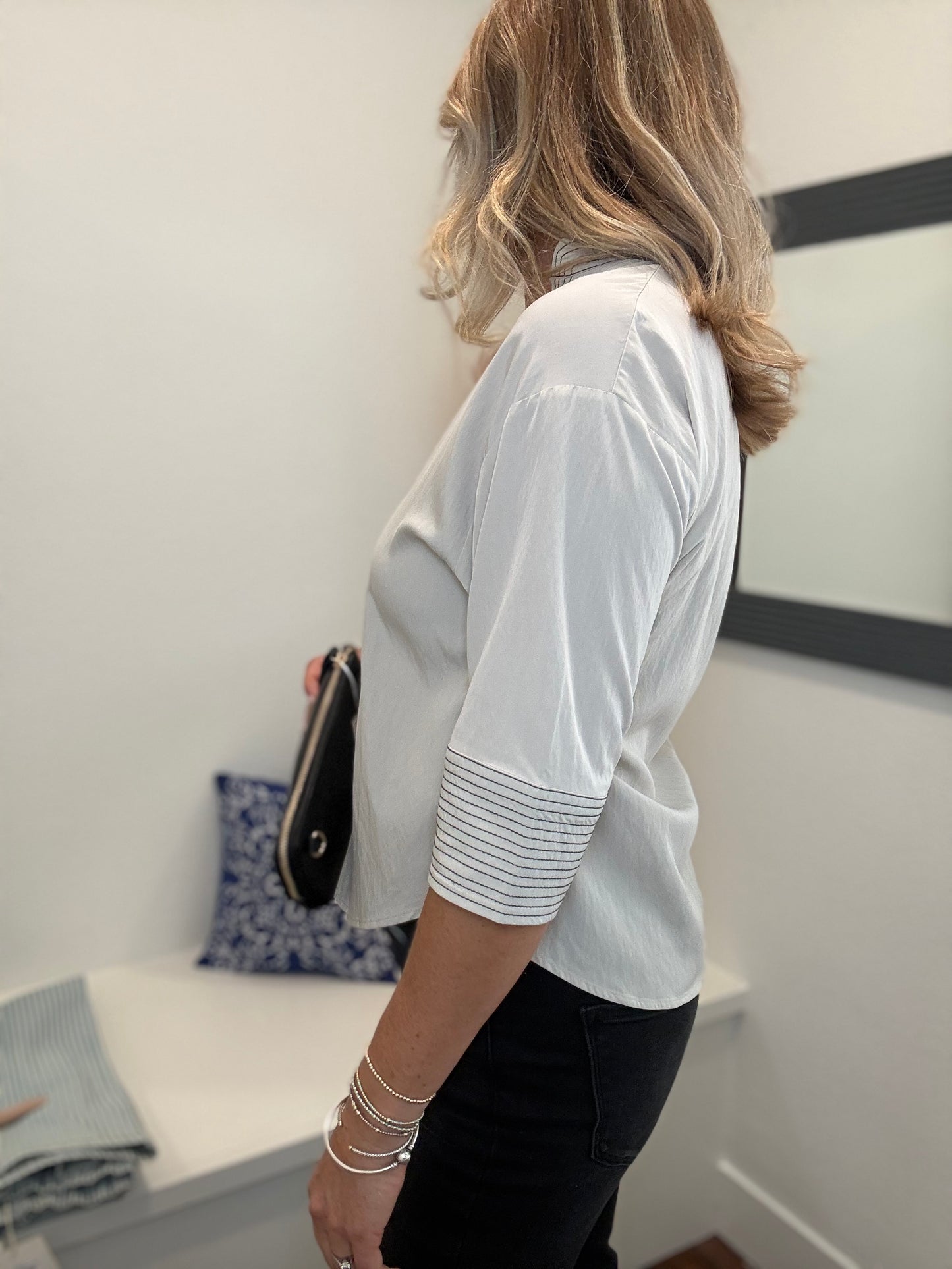 Contrast Stitch Blouse - Stone