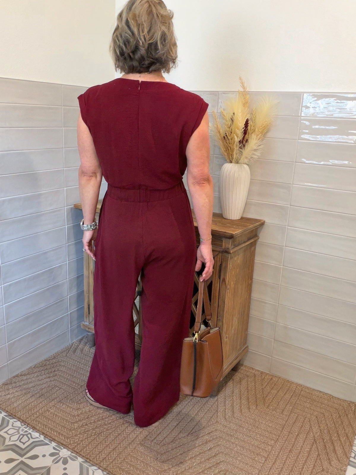 Sleeveless Jumpsuit - Wine