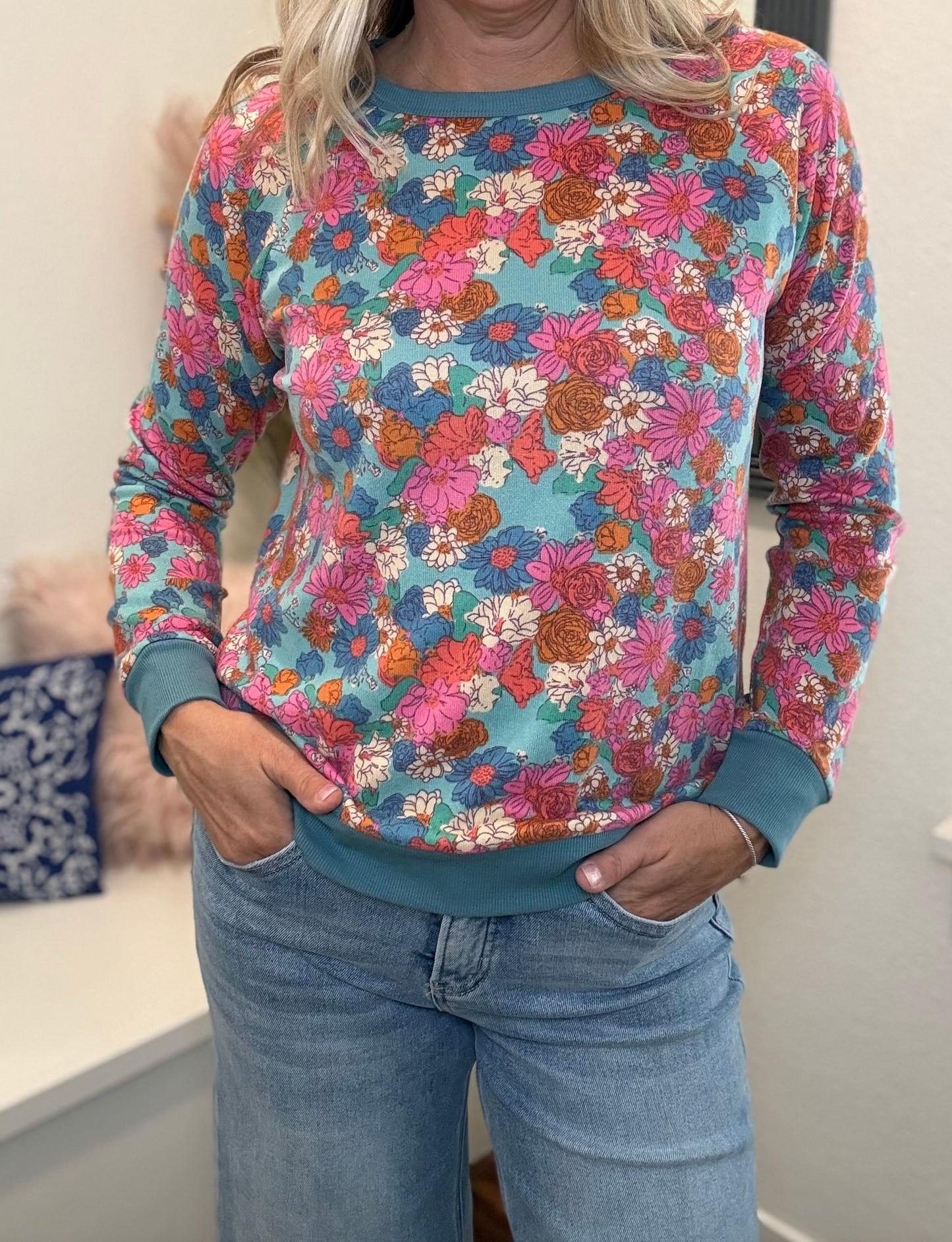 Dusty Jade Floral Sweatshirt