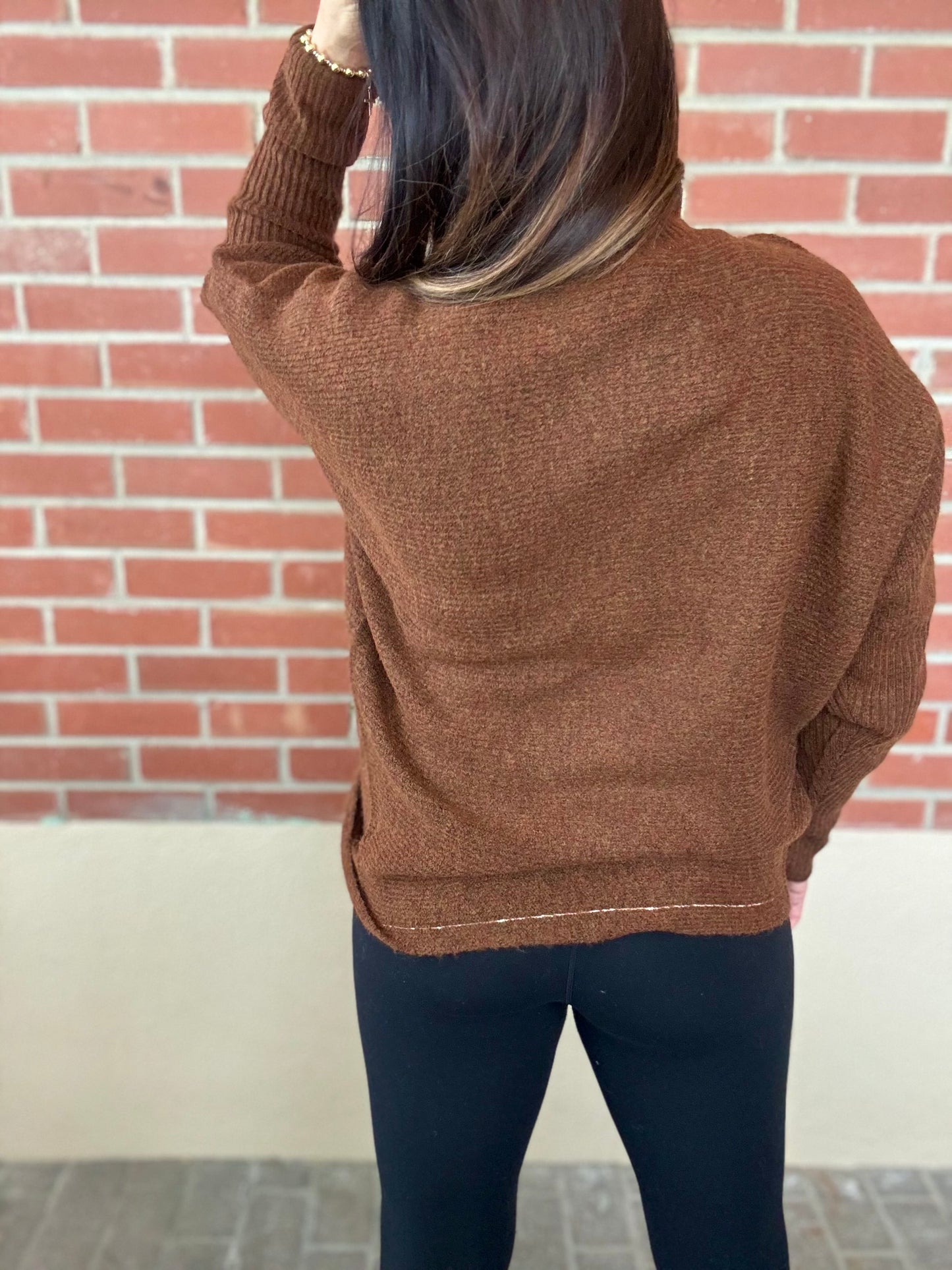 Dark Tan Wrap Sweater - Elan