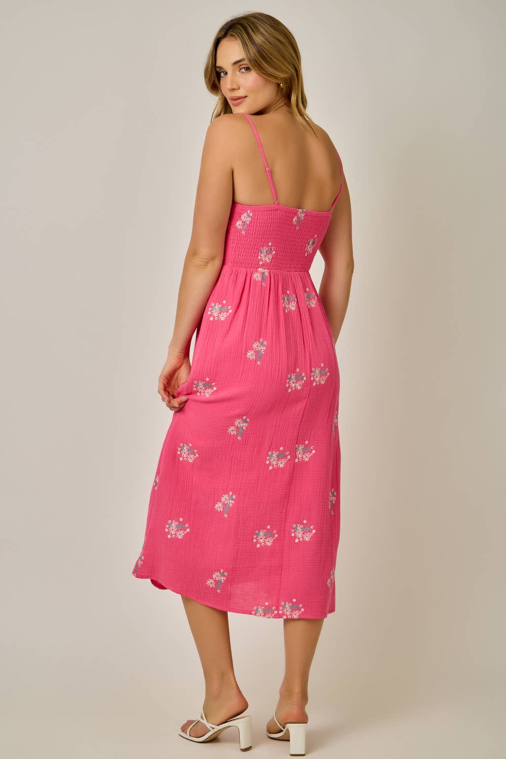 Fuchsia Gauze Smocked Dress