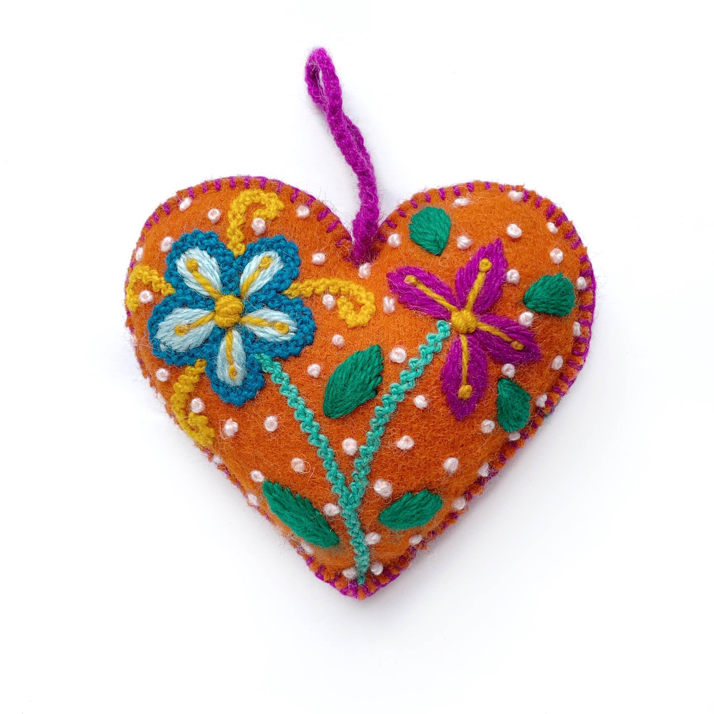 Embroidered Heart Christmas Ornament - Ornaments 4 Orphans