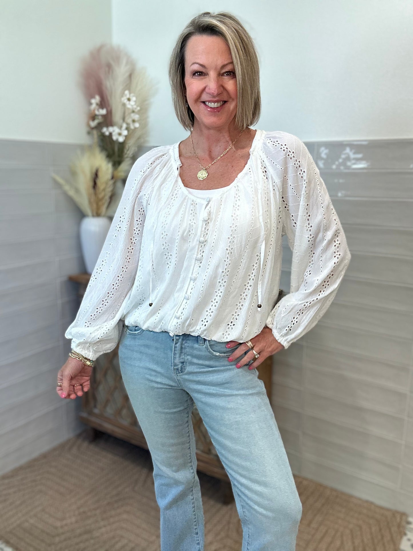 Eyelet Embroidered Blouse
