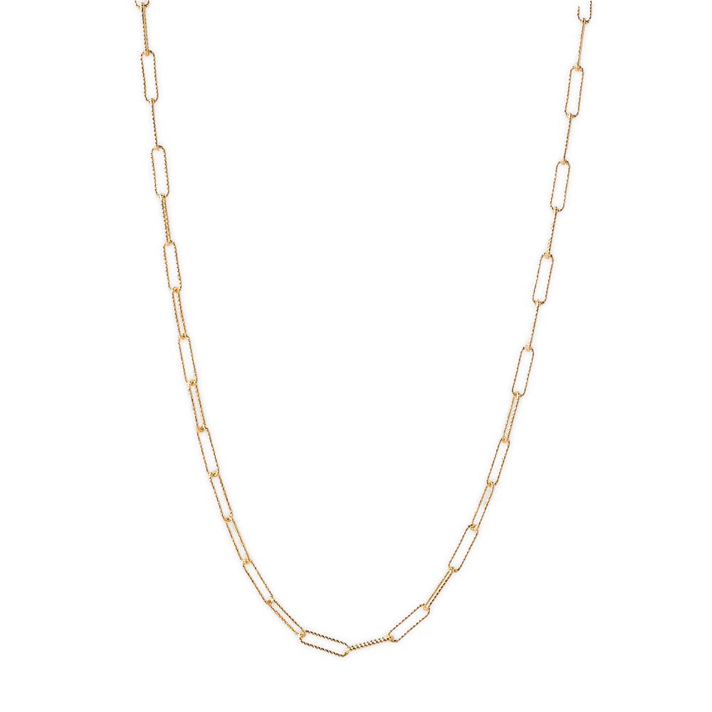 Gold Chain Necklace-Textured Paper Clip, 18"