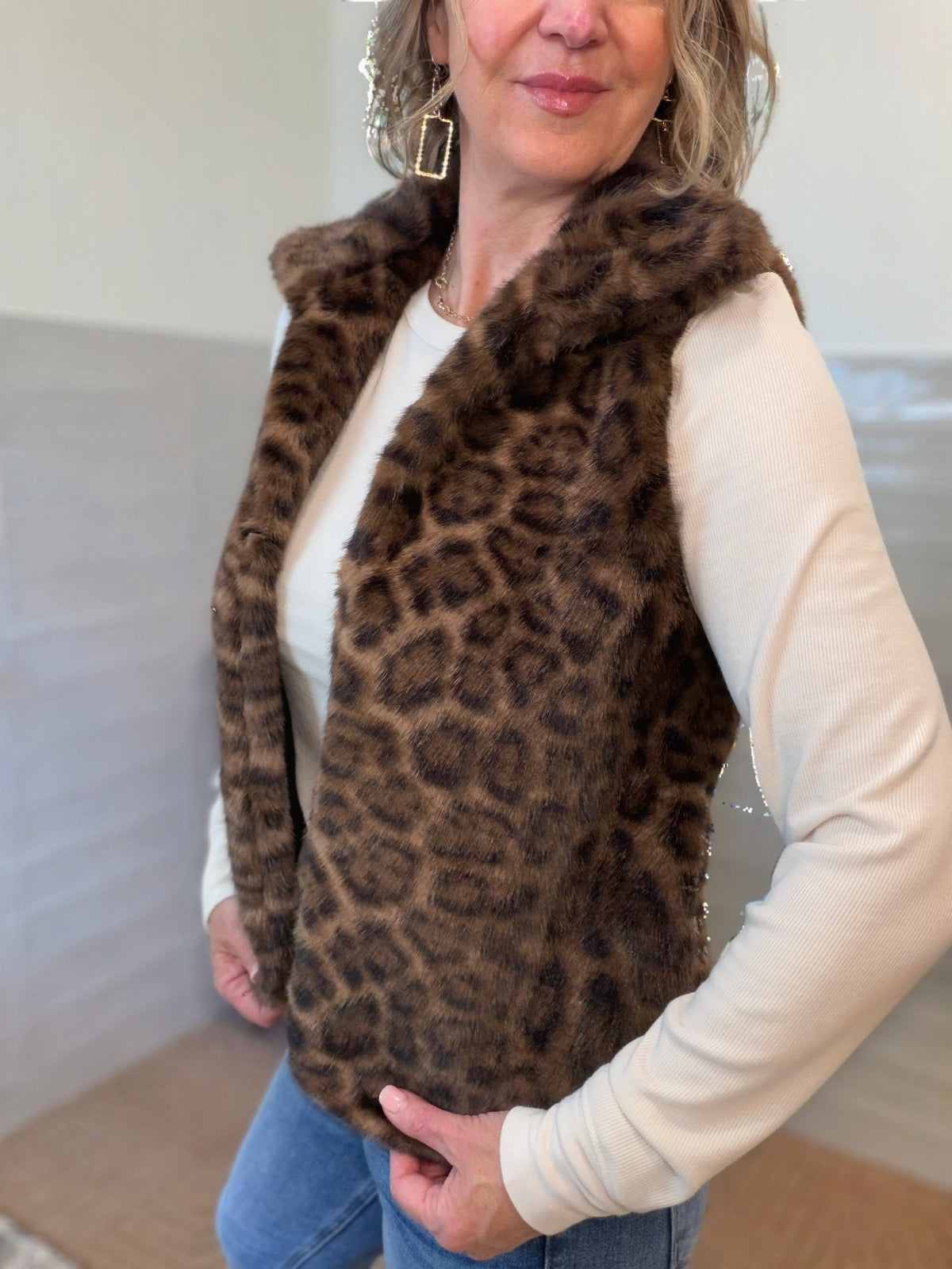 Leopard Faux Fur Vest