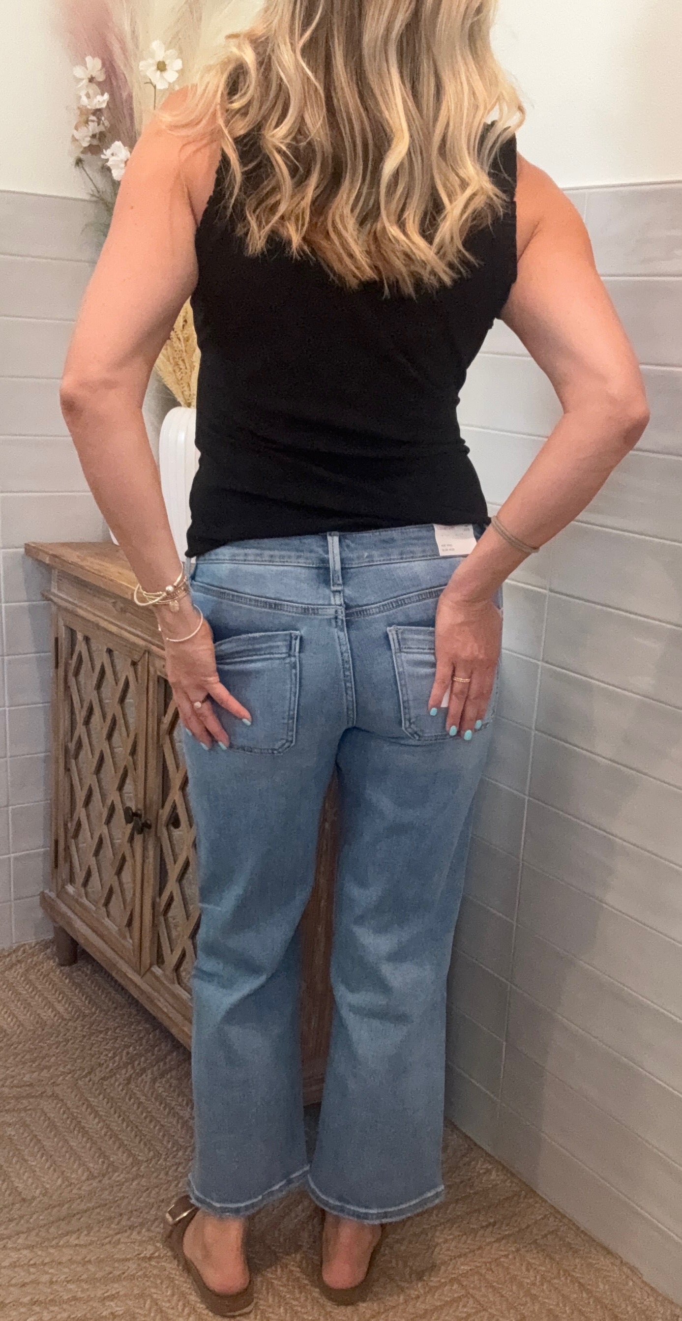 Patch Pocket Slim Wide Jeans
