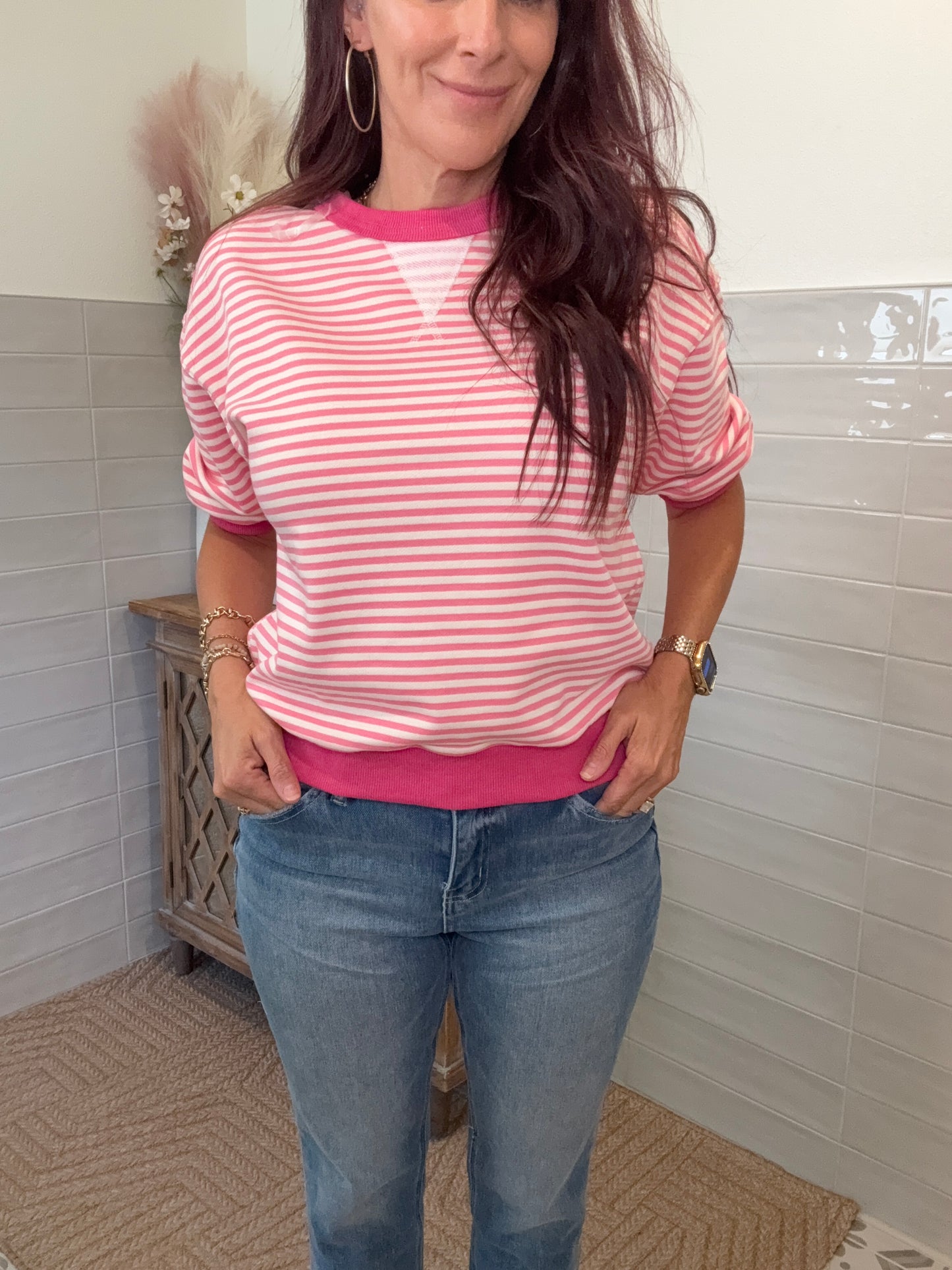 Pink Stripe Sweatshirt