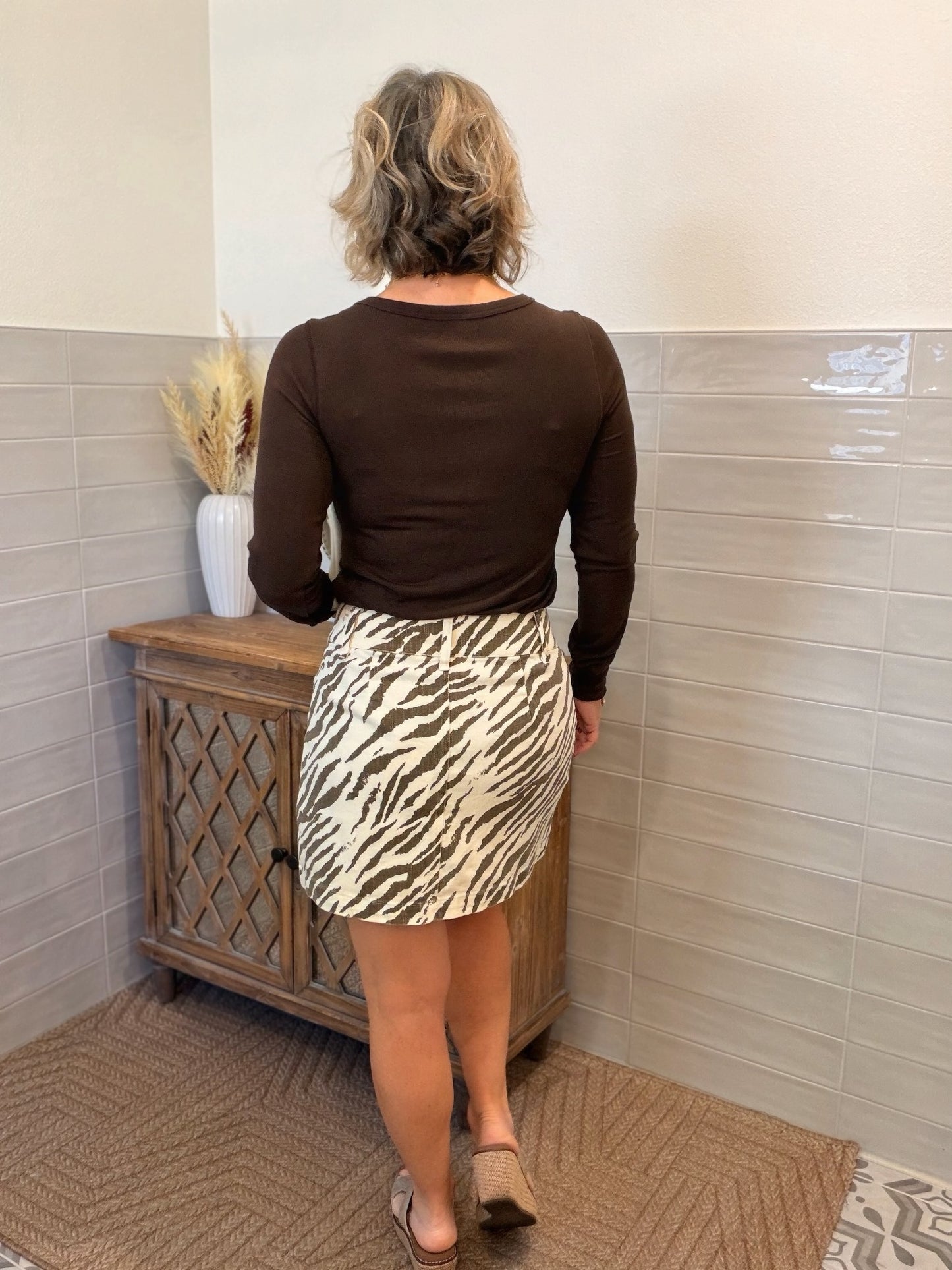 Ecru Zebra Mini Skirt