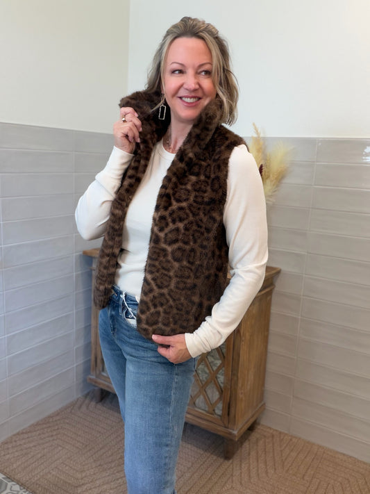 Leopard Faux Fur Vest