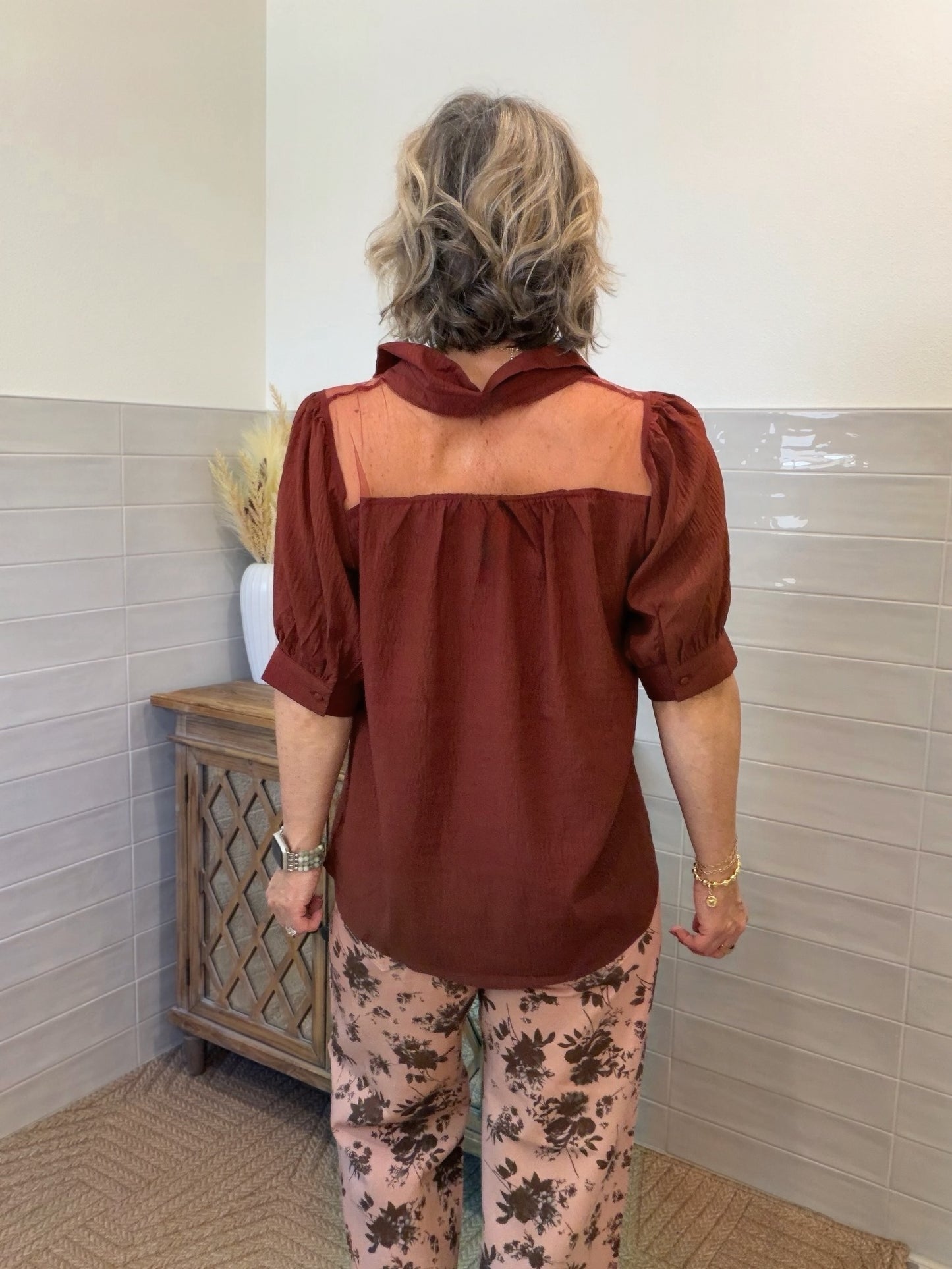 Burgundy Lace Blouse