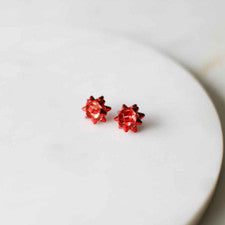 Small Gift Bow Post Earrings in Red