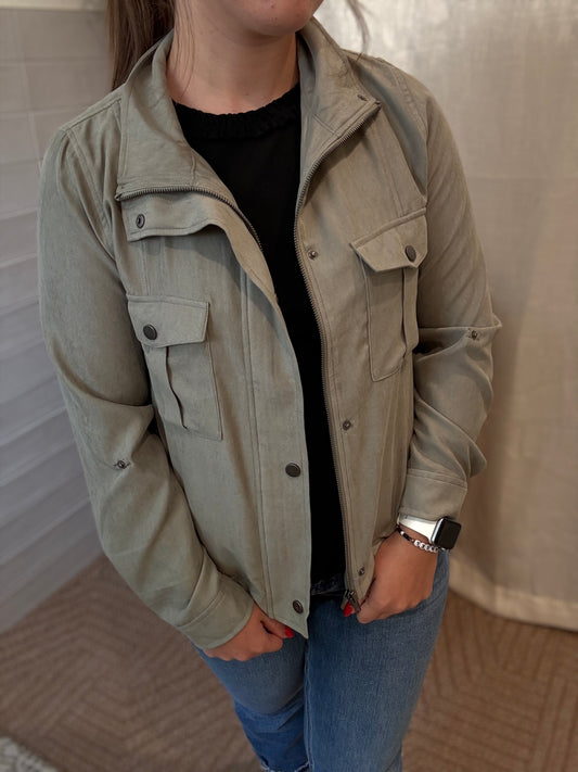 Cropped Safari Jacket - Dusty Sage - Large