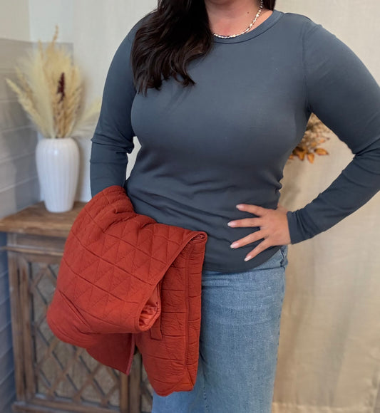 Stacy Long Sleeve Top - Dark Spruce