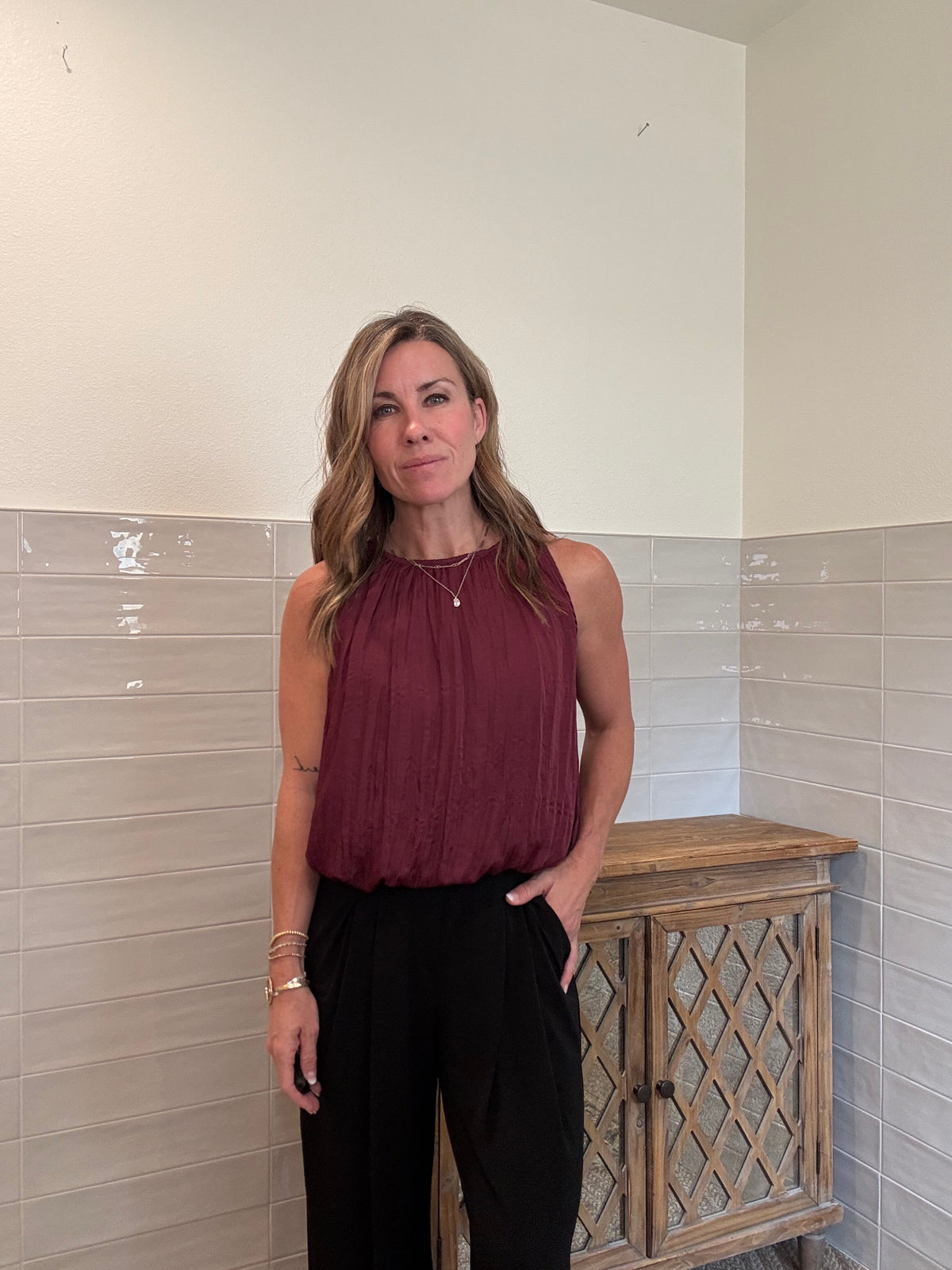 Deep Fig Gathered Blouse