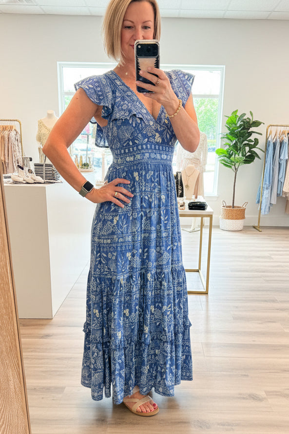 Blue Floral Maxi Dress