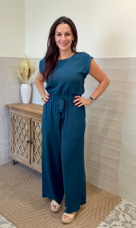 Sleeveless Jumpsuit - Teal