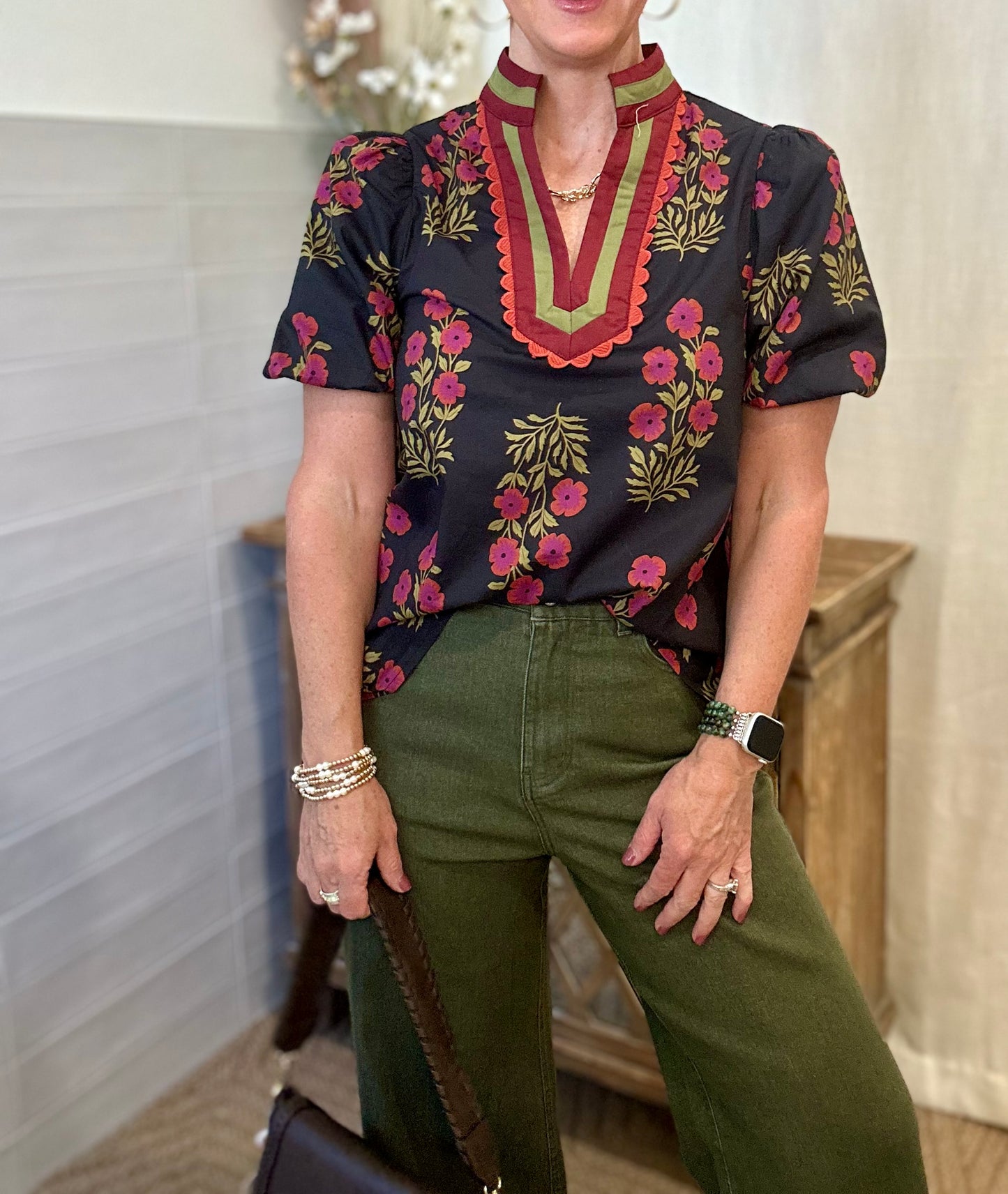 Embroidered Ankle Pants