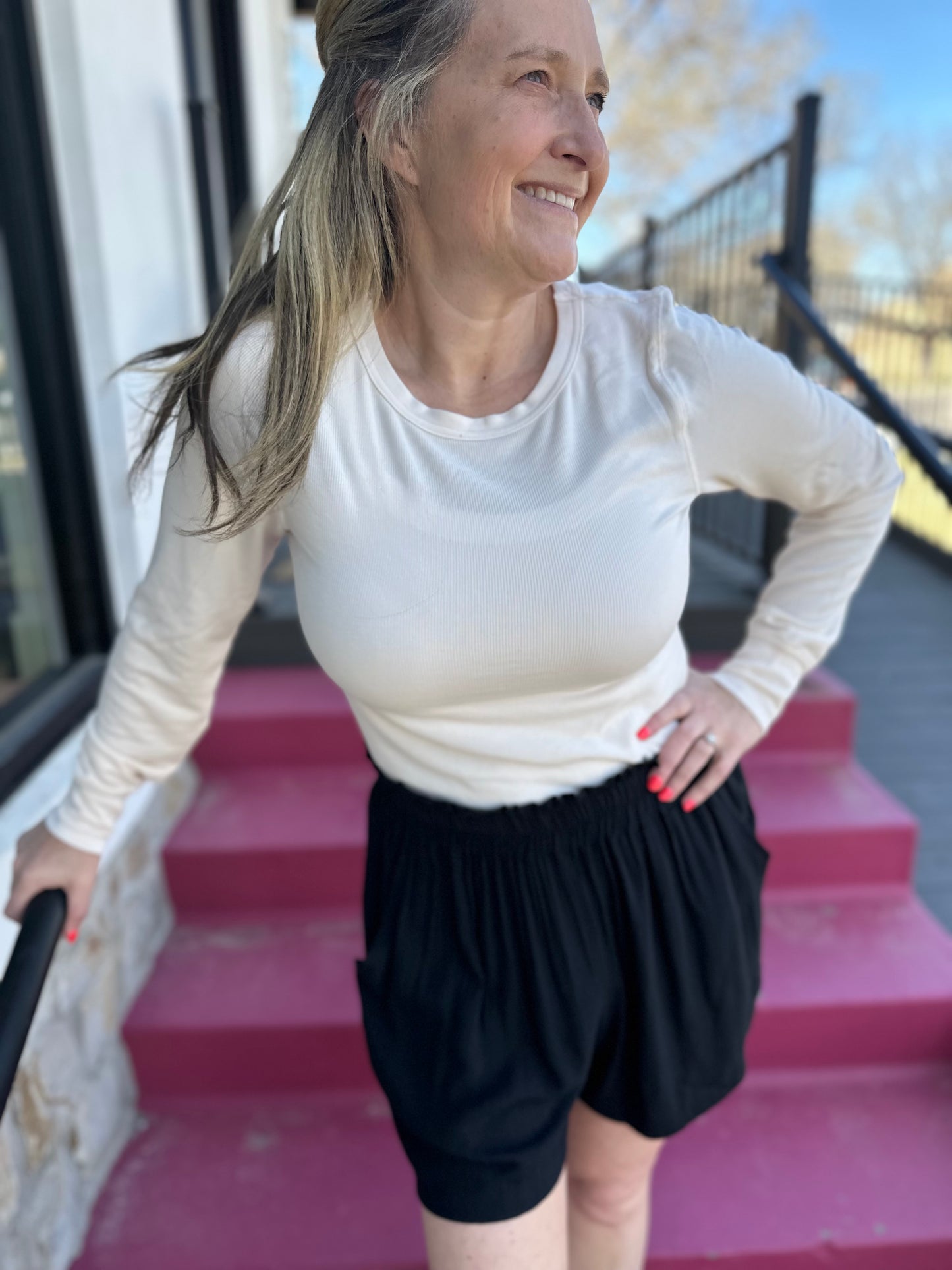 Stacy Long Sleeve Top -White Swan