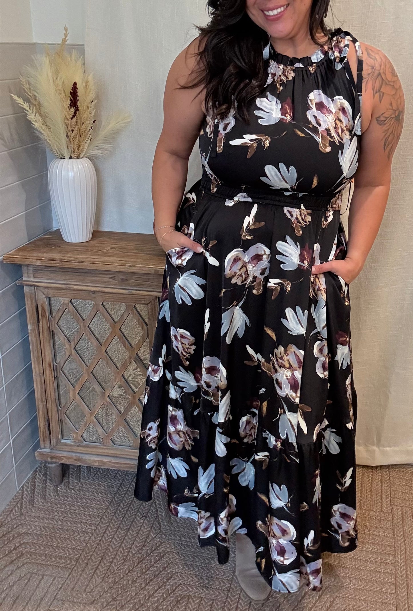 Floral Halter Neck Dress