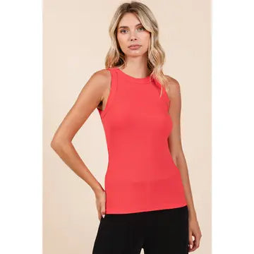 Soft Ribbed Round Neck Tank Tops - Several Colors