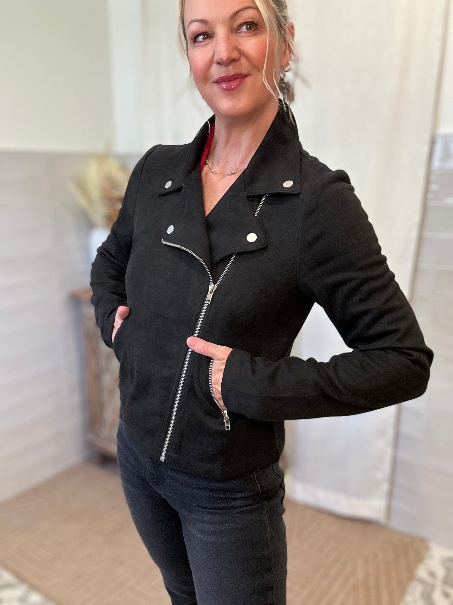 Suede Motor Biker Jacket