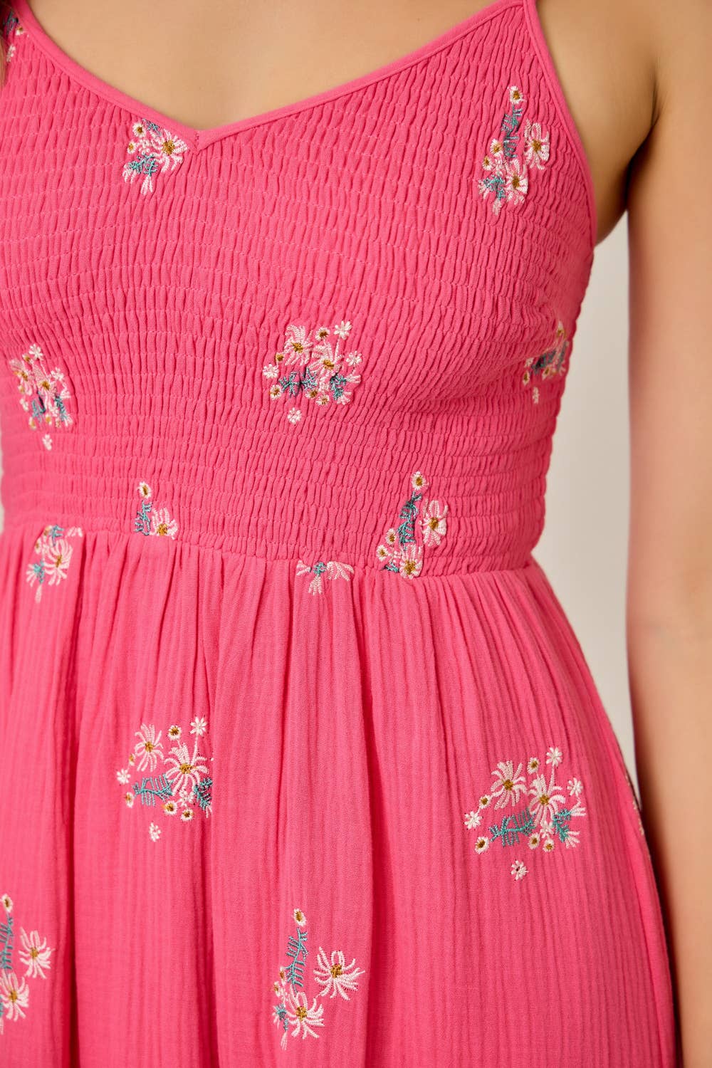 Fuchsia Gauze Smocked Dress
