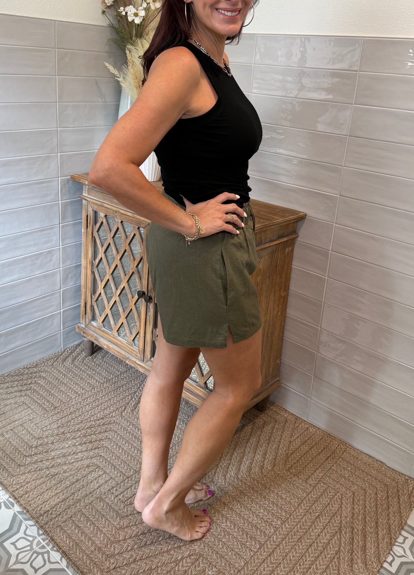 Casual Stretch Shorts - Olive