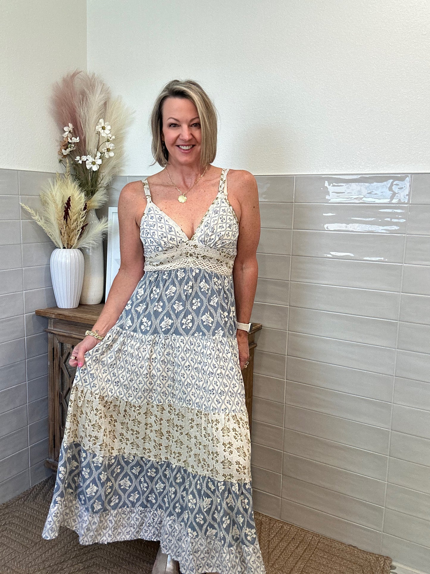Vintage Blue Maxi Dress