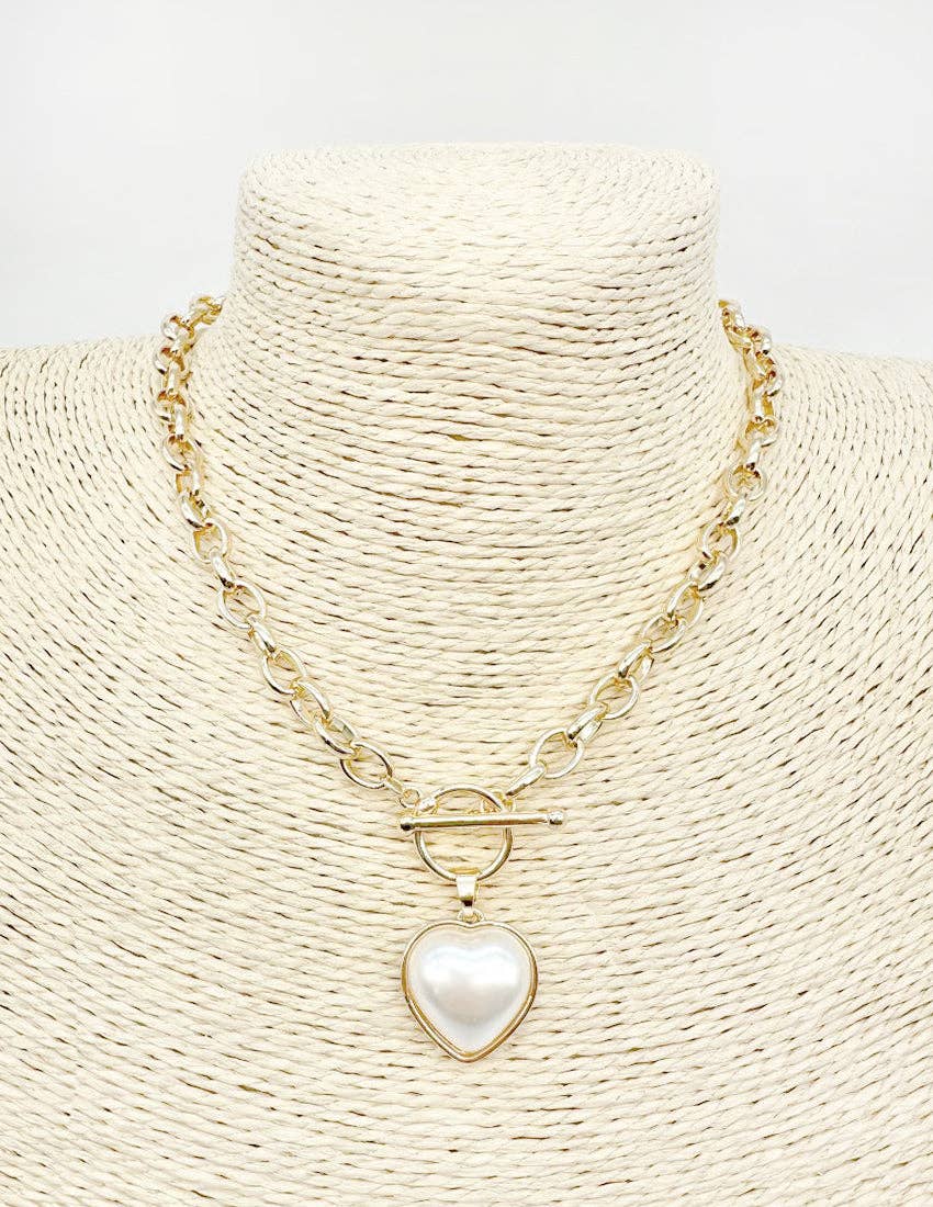 Gold and Pearl Heart Necklace