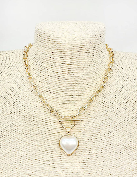 Gold and Pearl Heart Necklace