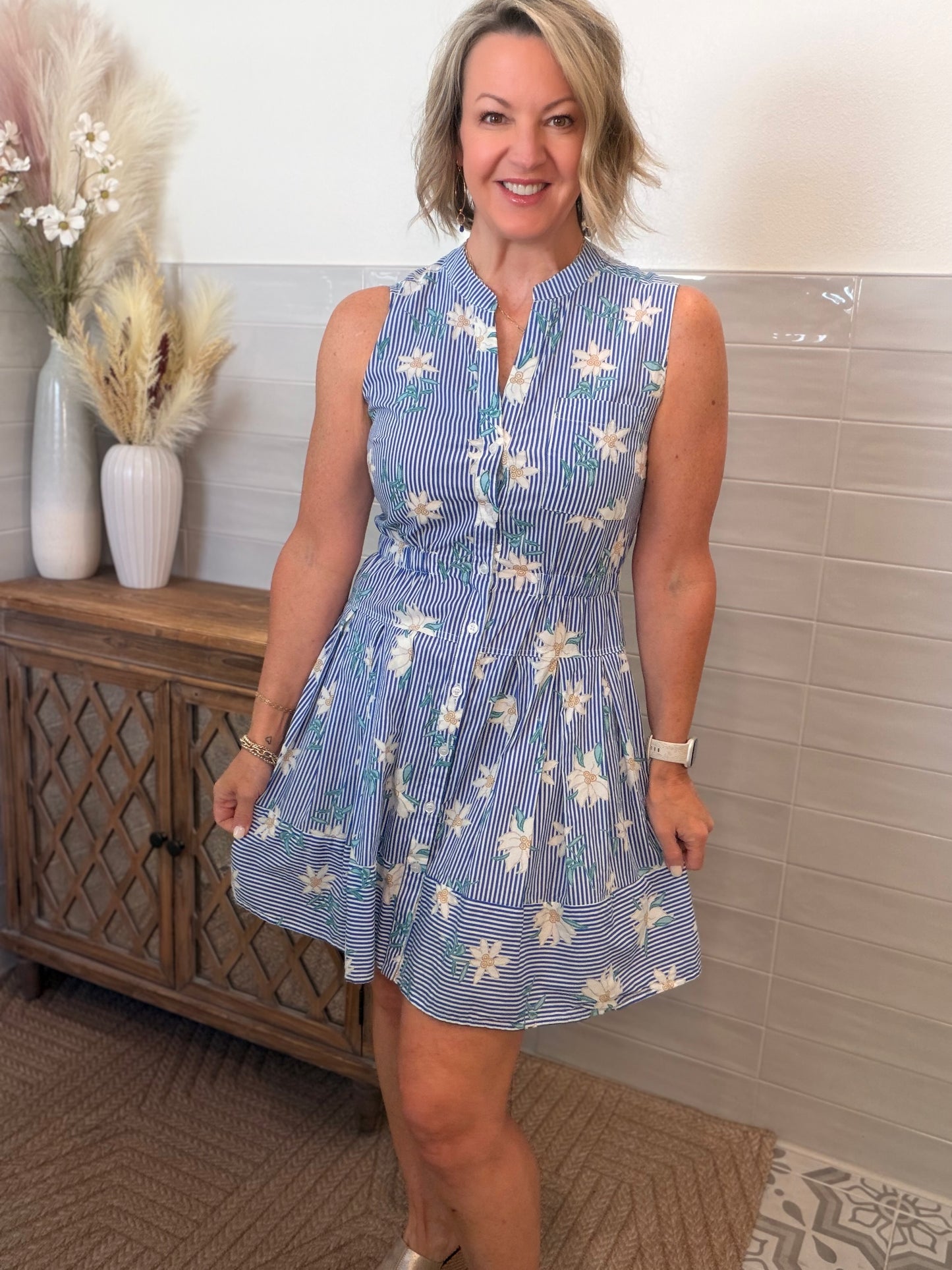 Striped Floral Mini Dress