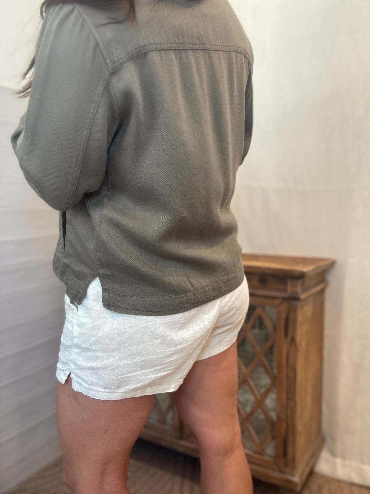 Jackie Denim Jacket - Dusty Olive