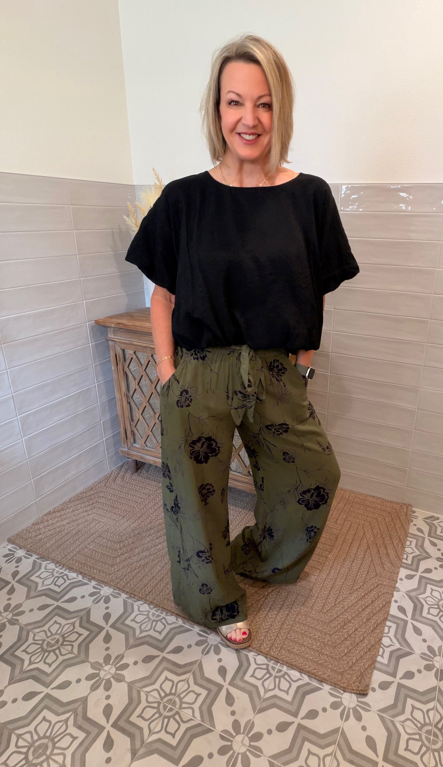 Black Bubble Hem Blouse