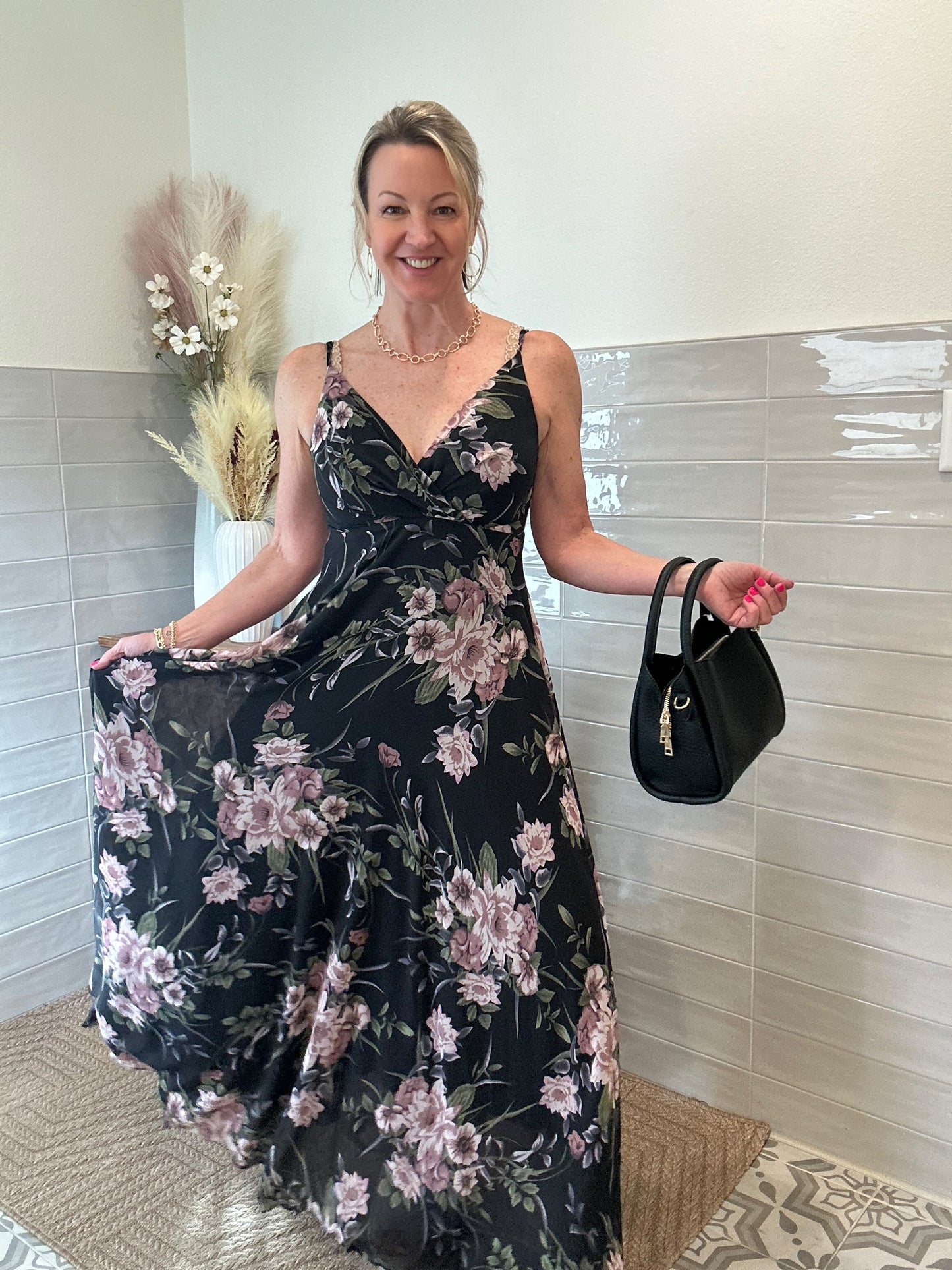 Black Floral Maxi Dress