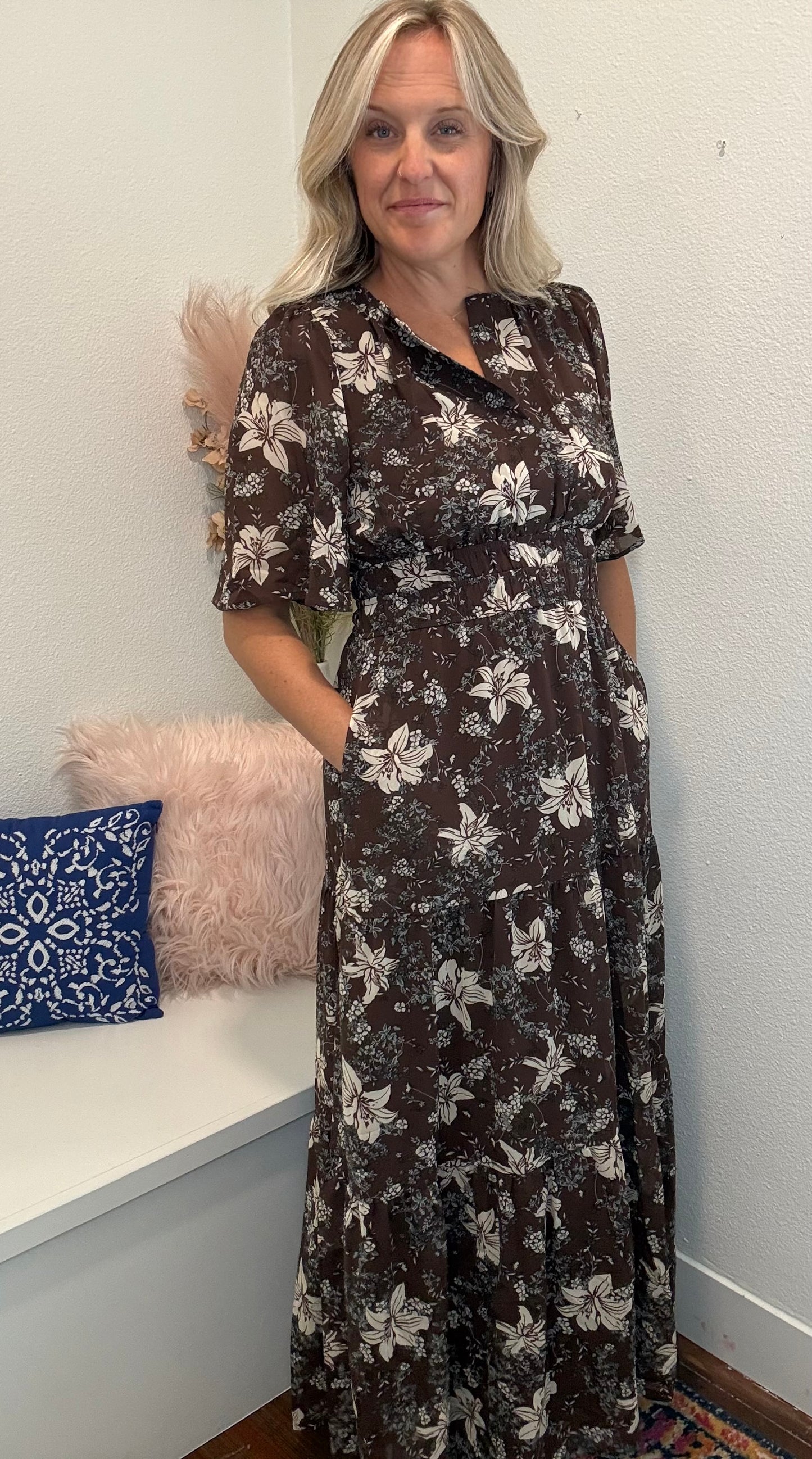 Cocoa Floral Maxi Dress