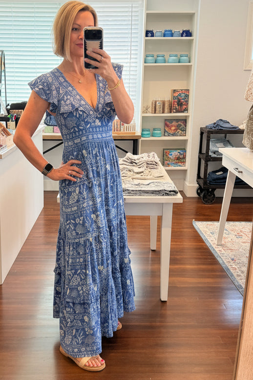 Blue Floral Maxi Dress