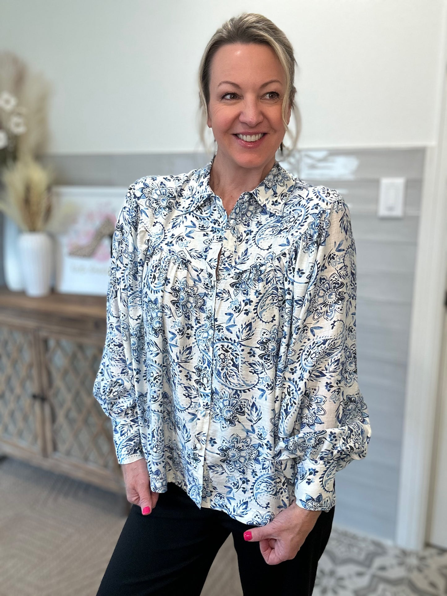 Baroque Blue Blouse