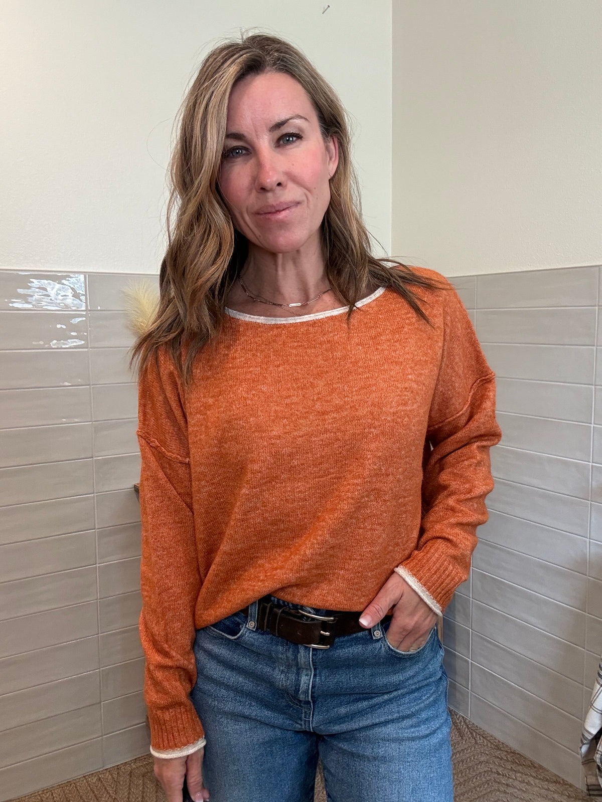 Pumpkin Cropped Sweater