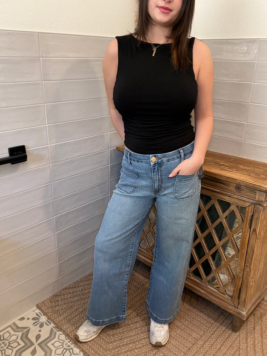 Meg High Rise Wide Leg Jeans - Light Wash - KUT