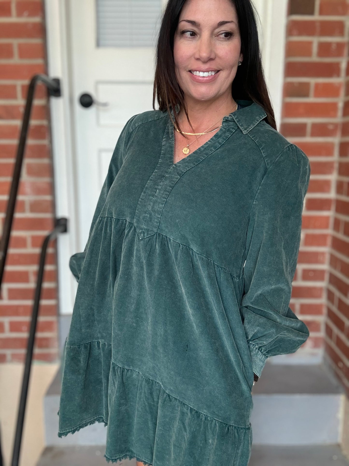 Hunter Green Corduroy Dress