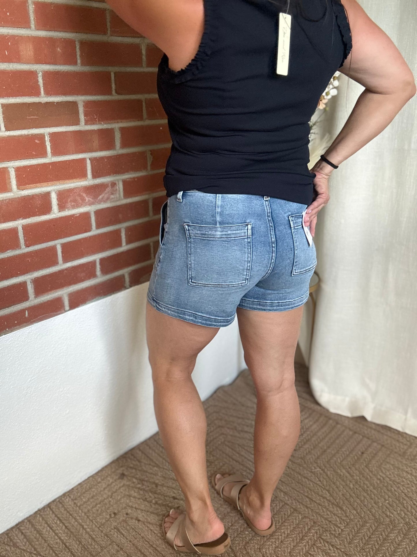High Rise Denim Shorts