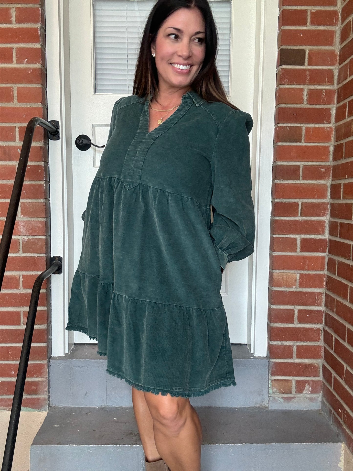 Hunter Green Corduroy Dress