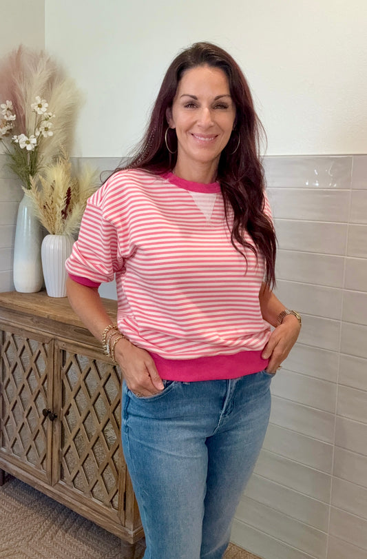 Pink Stripe Sweatshirt