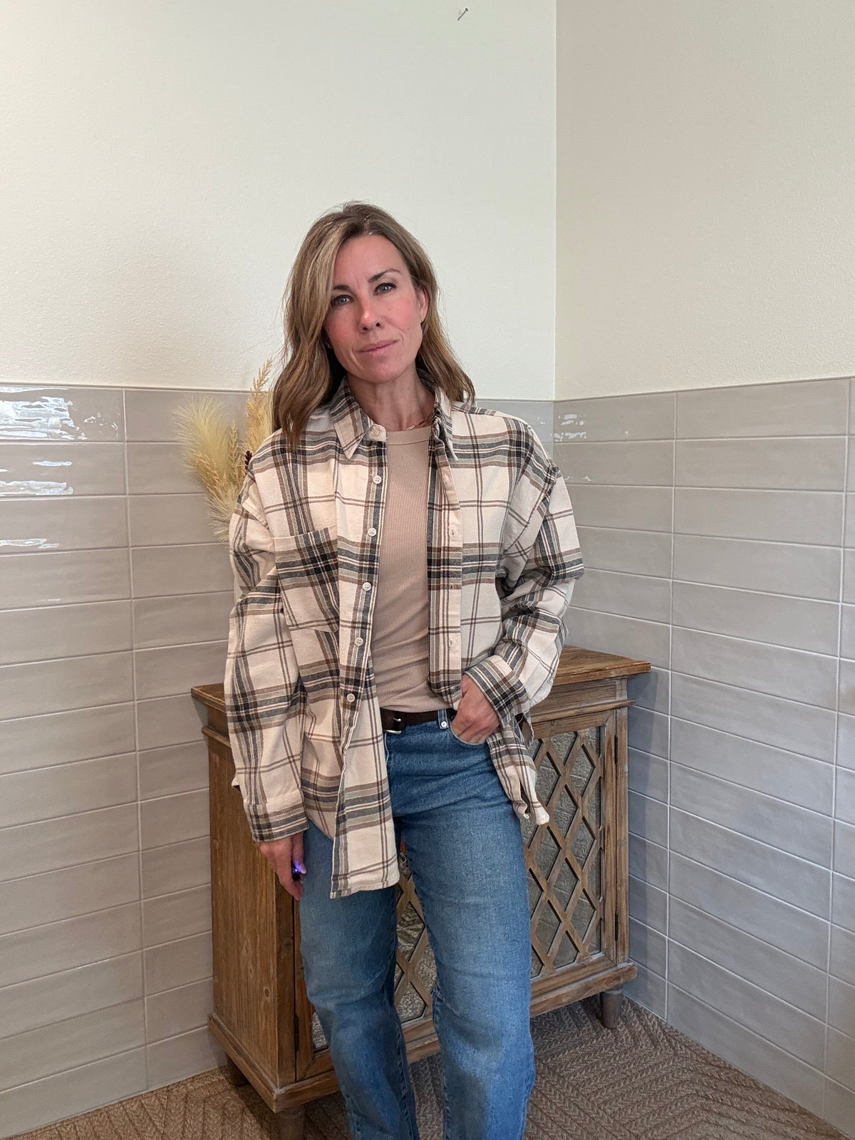 Plaid Boxy Button Down Shirt