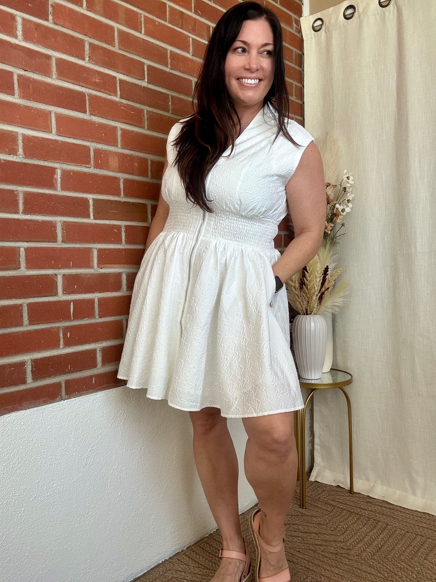 White Diamond Pattern Dress