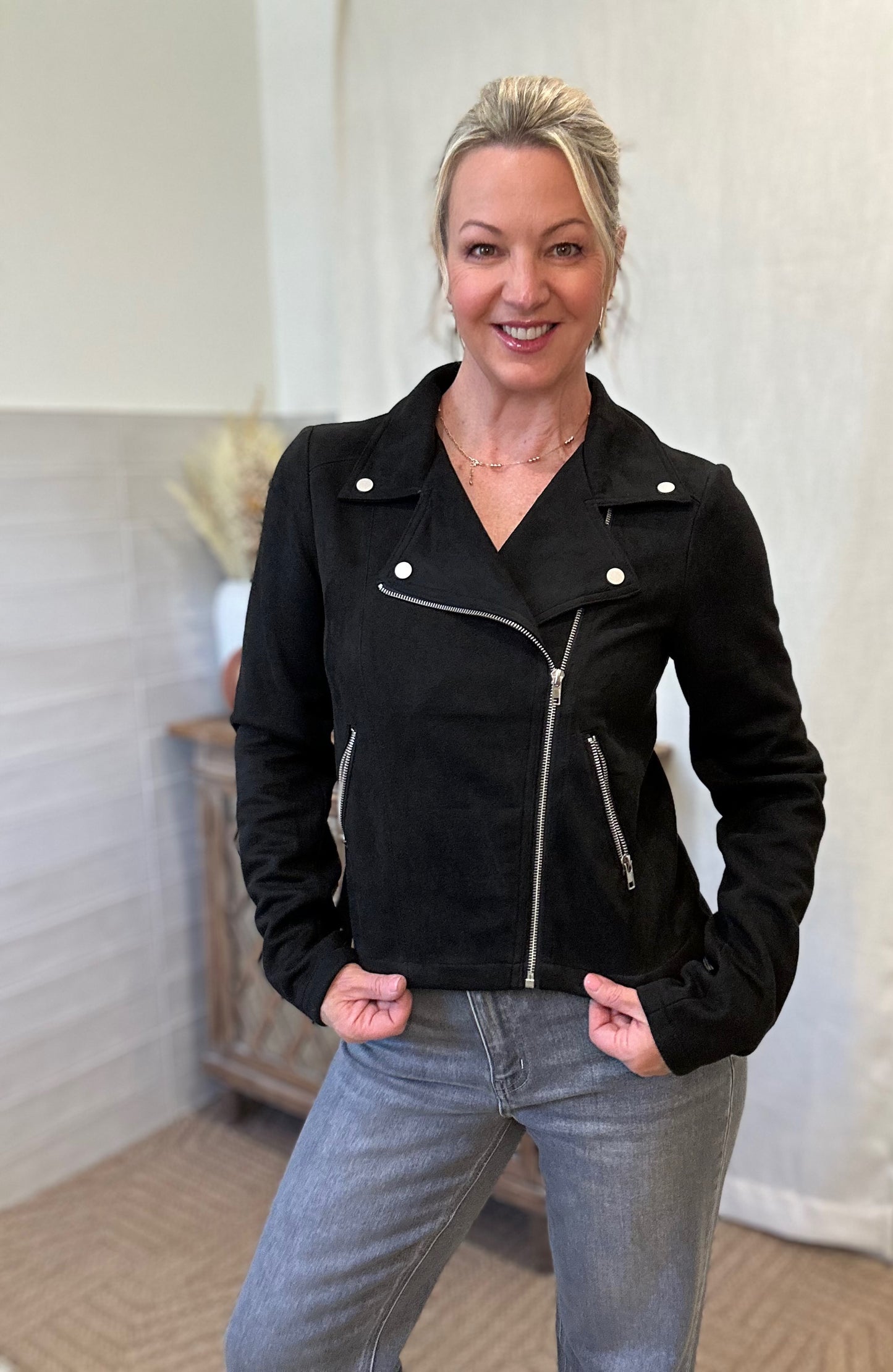 Suede Motor Biker Jacket