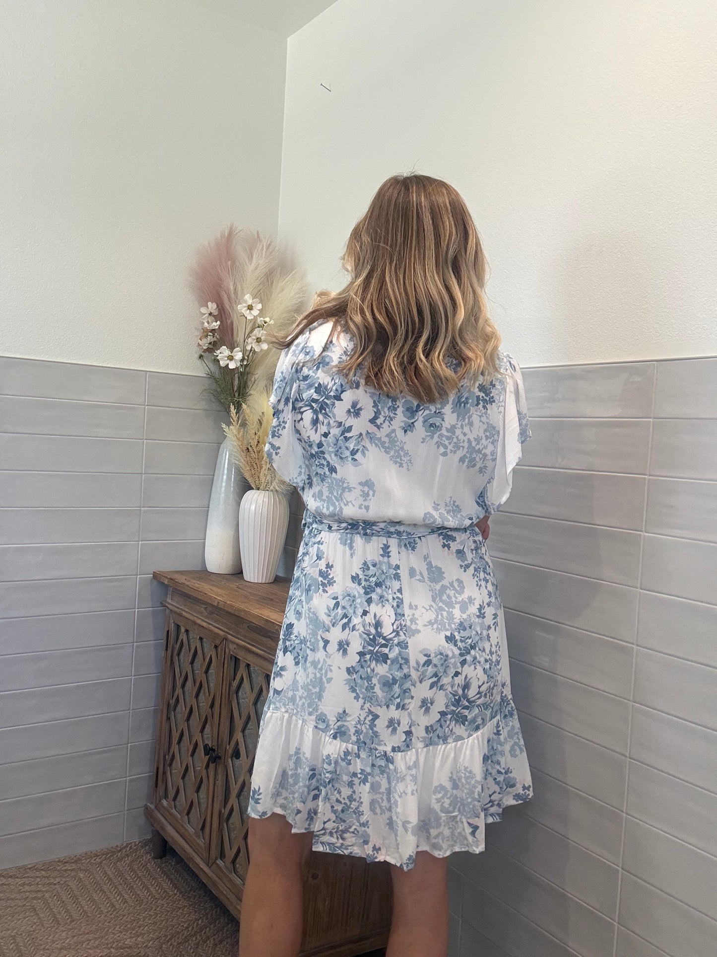 Flutter Sleeve Belted Mini Dress