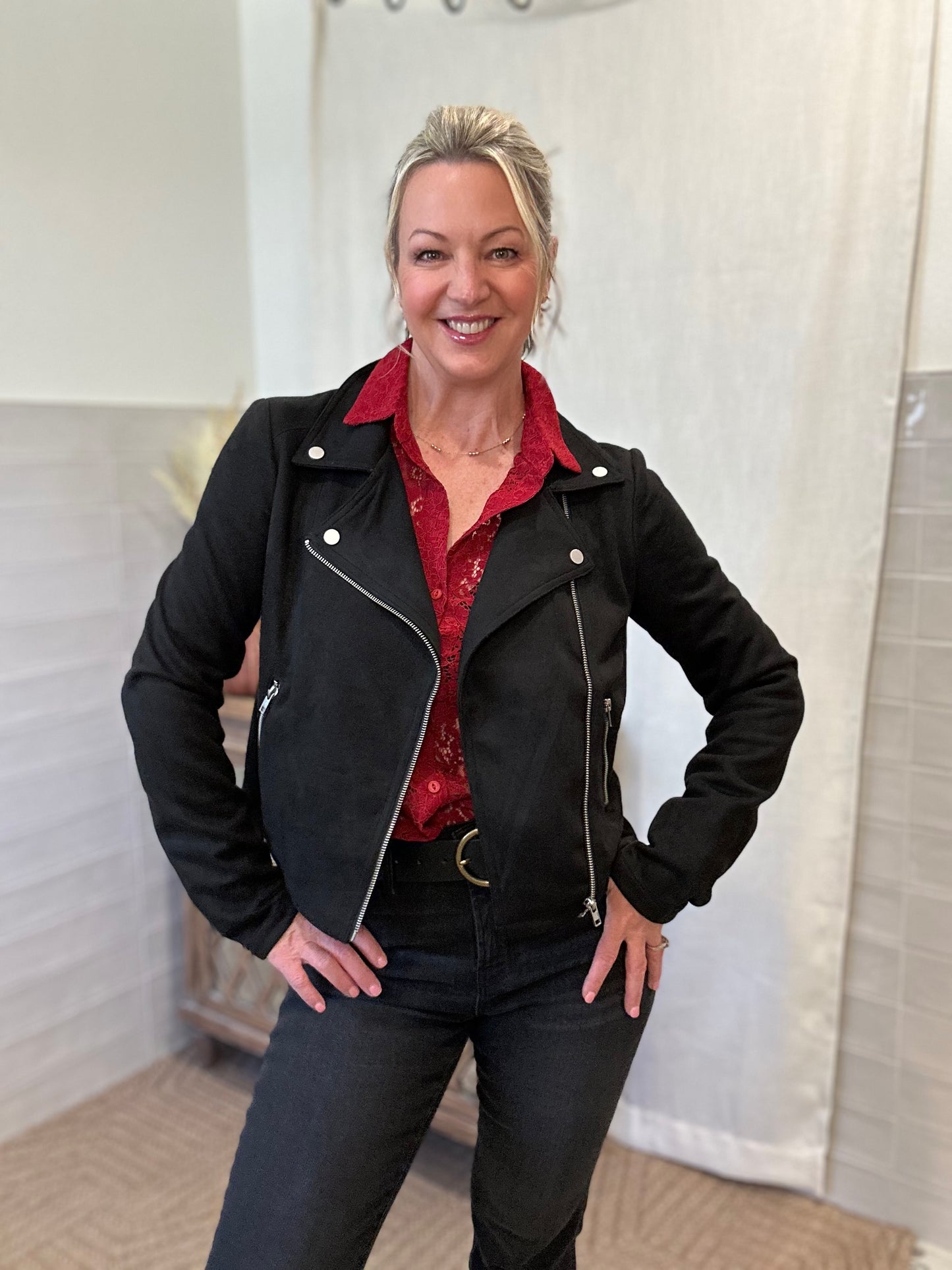 Suede Motor Biker Jacket