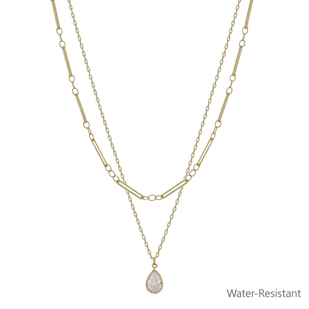 WR Gold Teardrop Pearl Necklace