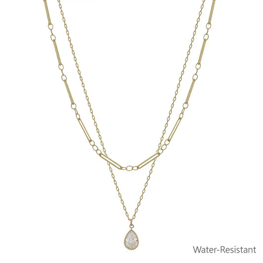 WR Gold Teardrop Pearl Necklace